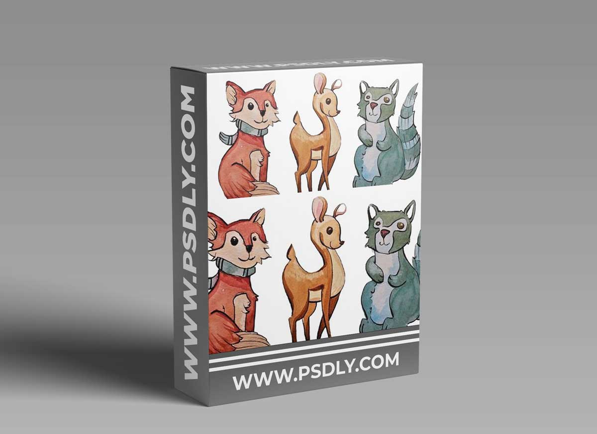 7 Day Challange Watercolor Illustration : Forest animals 1 7 Day Challange Watercolor Illustration : Forest animals