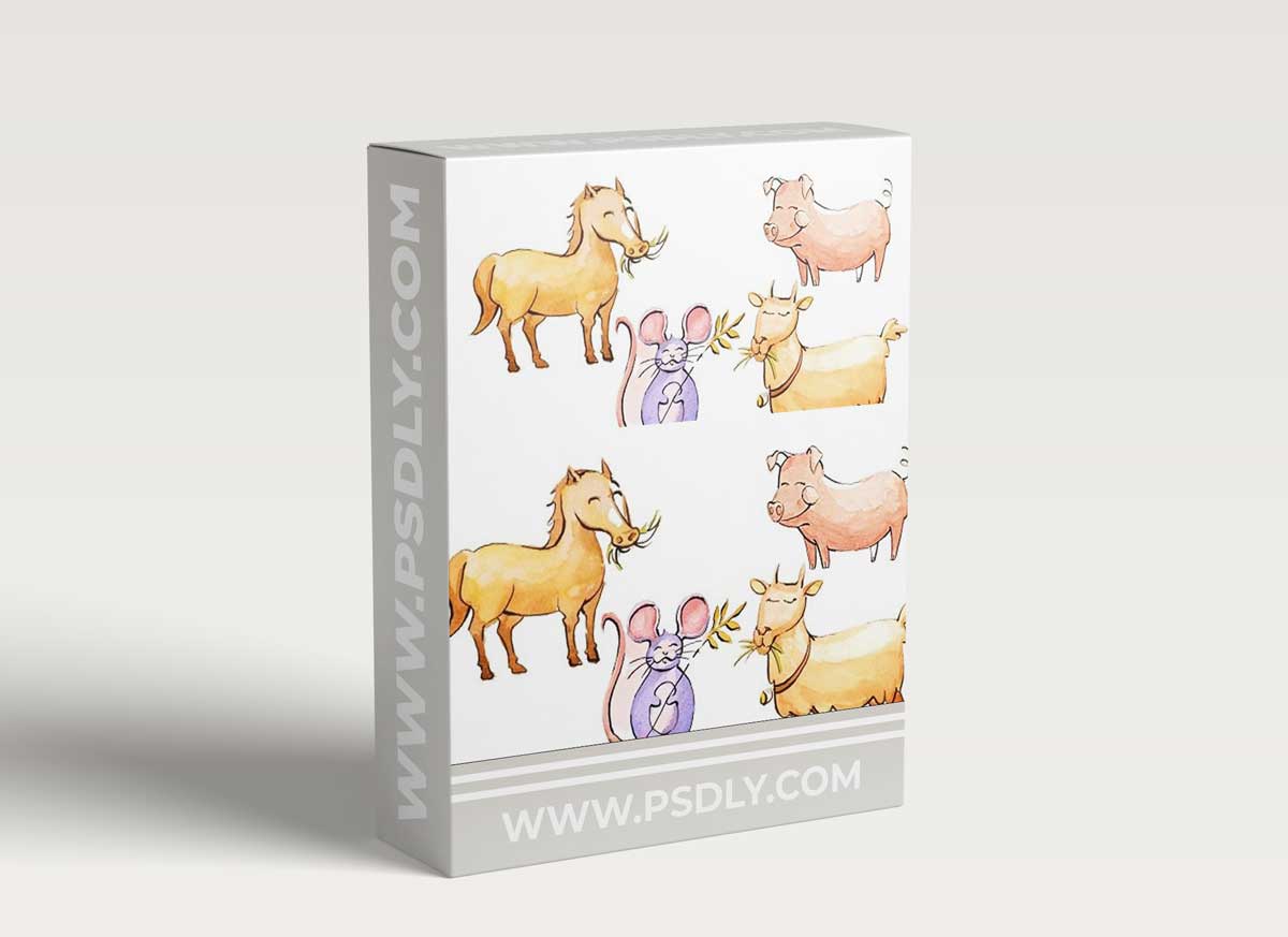 7 day Challange Watercolor Illustration Famous farm animals 1 7 day Challange Watercolor Illustration Famous farm animals
