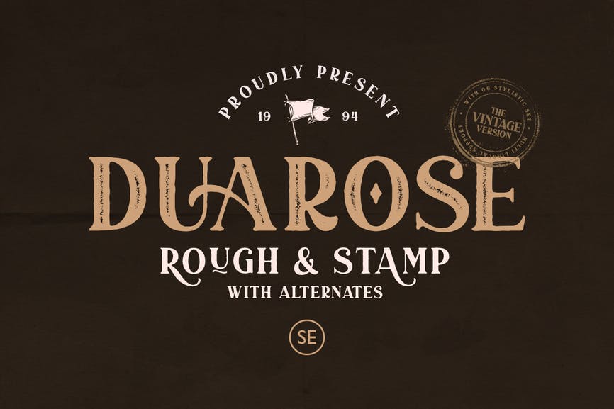 Duarose - Vintage Font (Rough & Stamp) 1 Duarose - Vintage Font (Rough & Stamp)