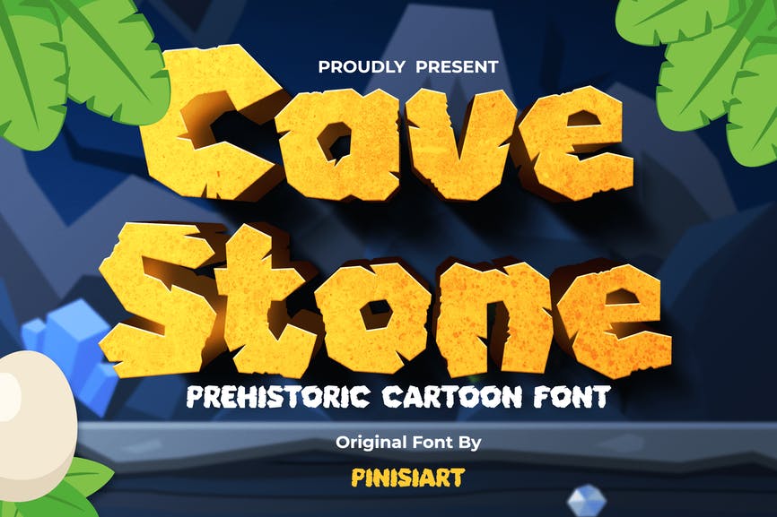 Cave Stone - prehistoric cartoon font 1 Cave Stone - prehistoric cartoon font