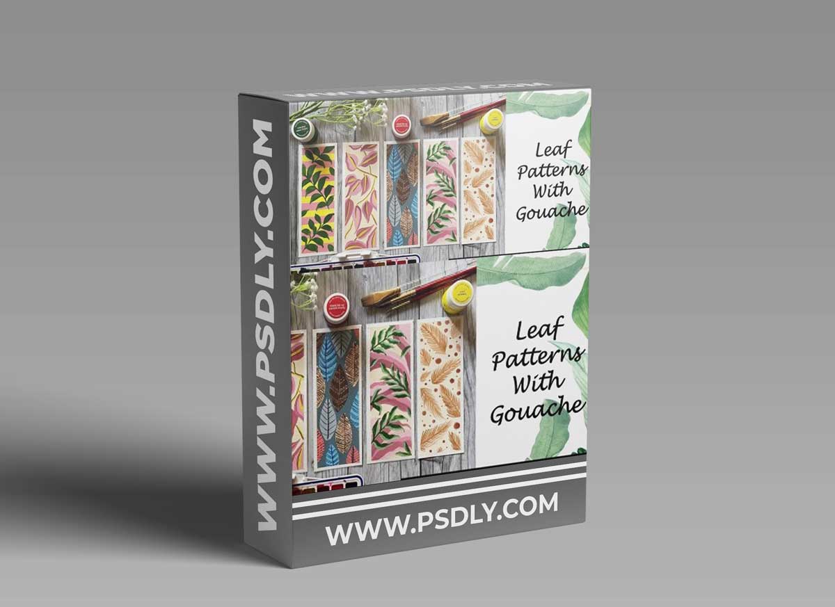 Leaf Patterns With Gouache- Learn to Paint 5 Easy Therapeutic Bookmark Pattern 1 Leaf Patterns With Gouache- Learn to Paint 5 Easy Therapeutic Bookmark Pattern