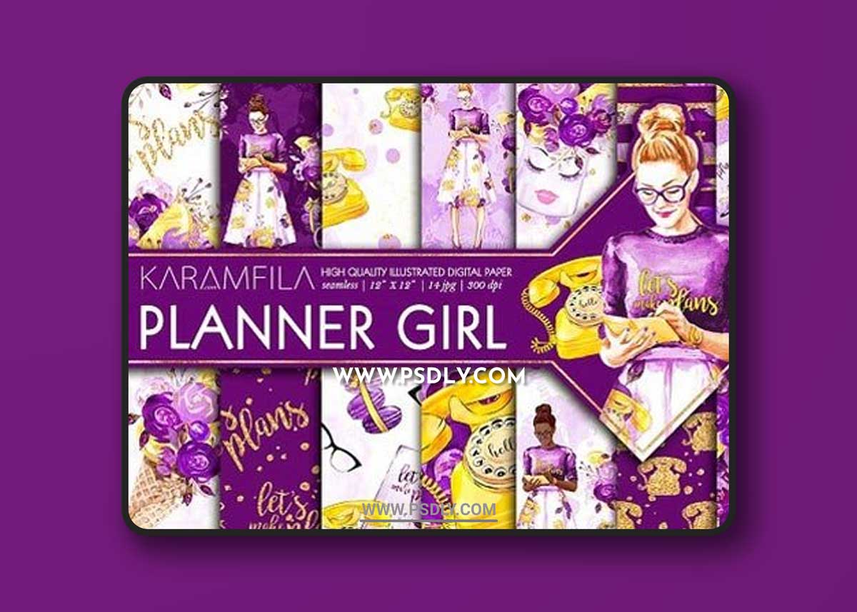 Planner Girl Digital Paper 1 Planner Girl Digital Paper