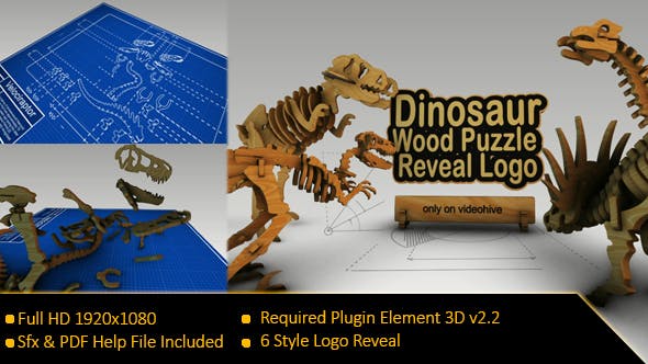 Videohive Dinosaurus Wood Puzzle Reveal Logo 20945150