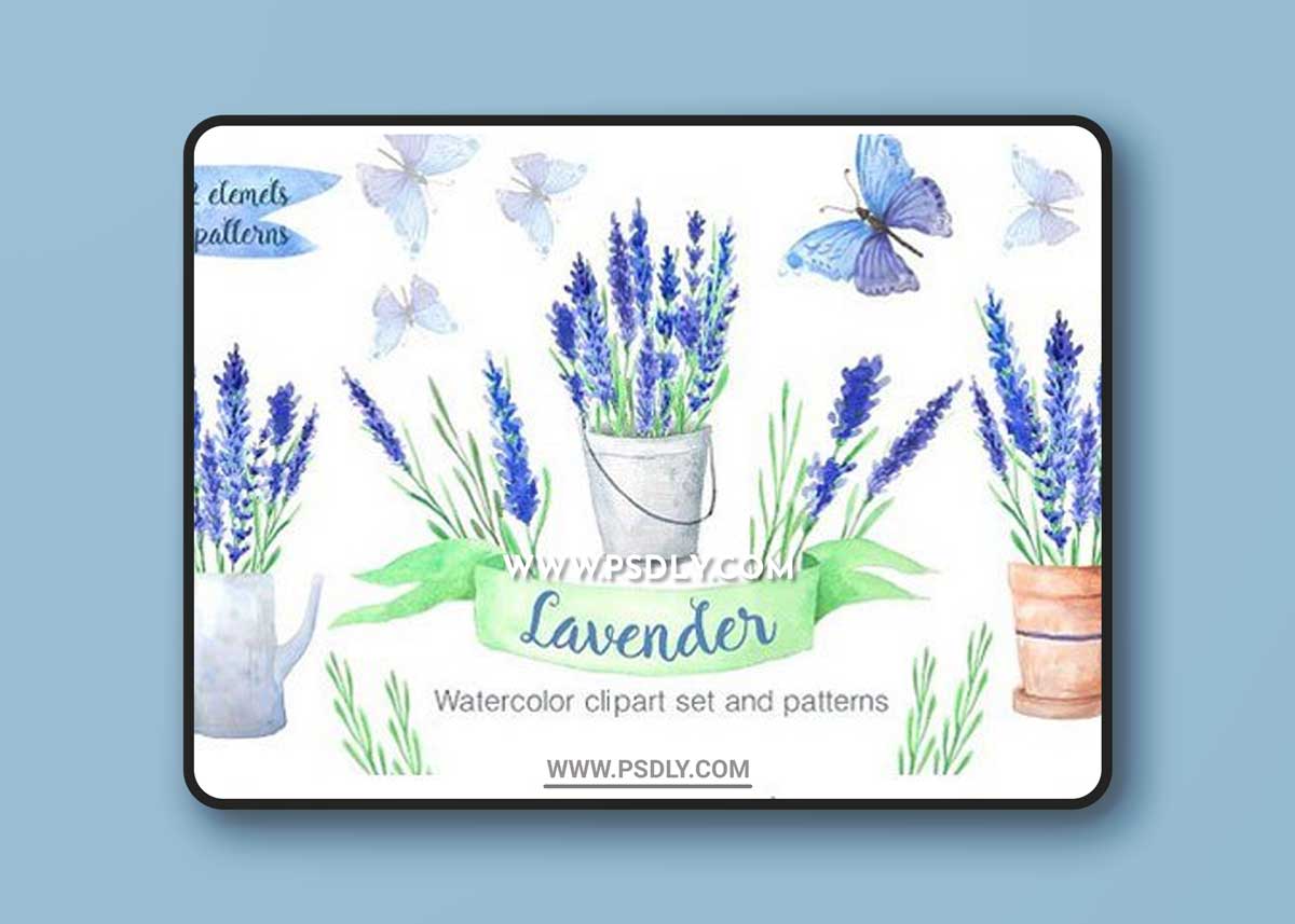 Watercolor Blue Lavender Flowers 1 Watercolor Blue Lavender Flowers