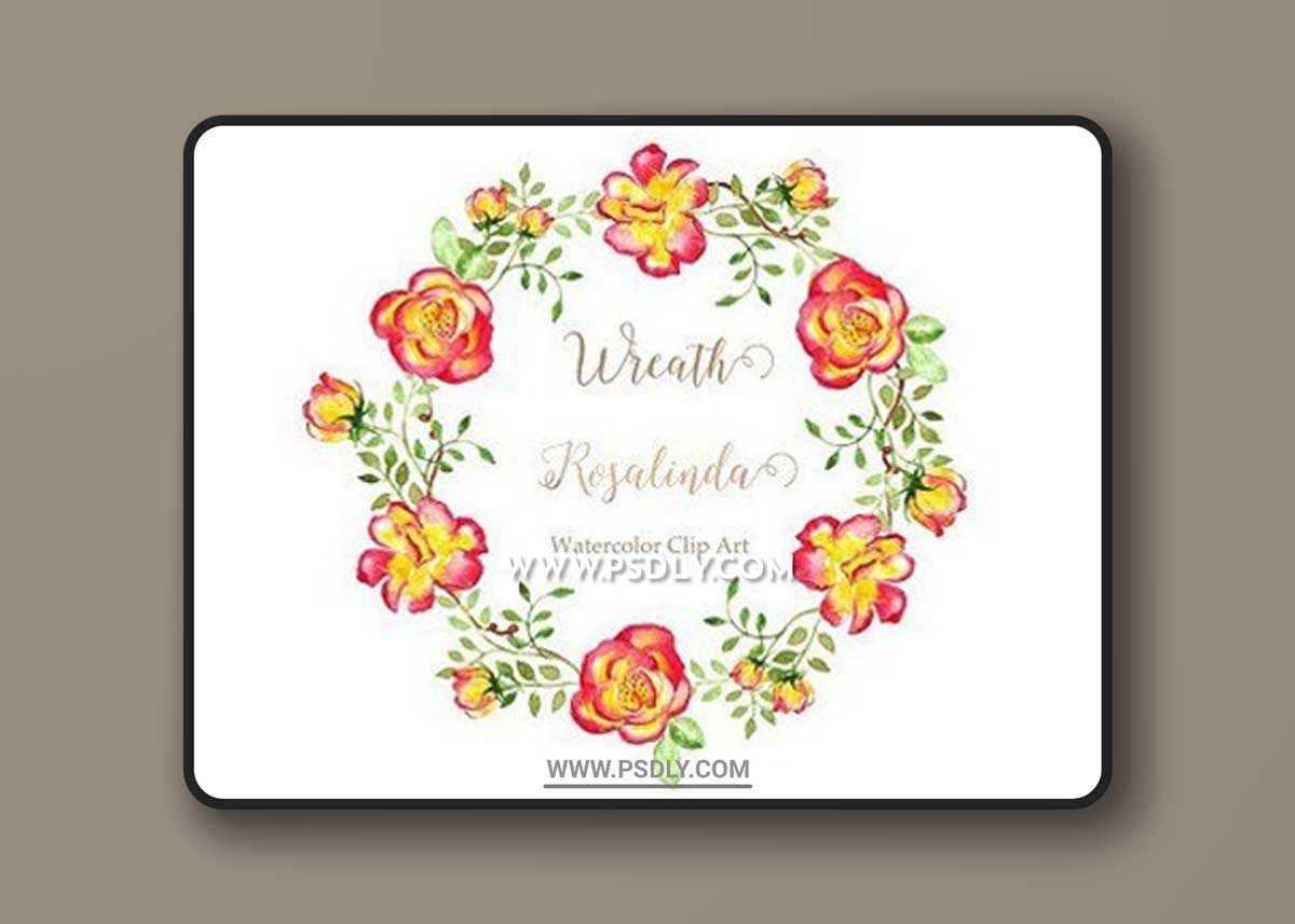 Wreath Rosalinda Watercolor clip art 1 Wreath Rosalinda Watercolor clip art