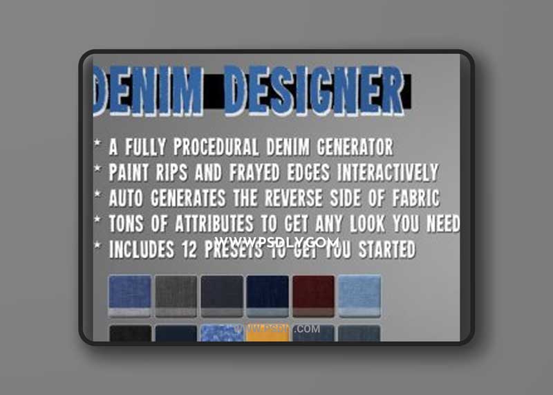 Denim Designer – 12 preset materials for Substance Painter 1 Denim Designer – 12 preset materials for Substance Painter