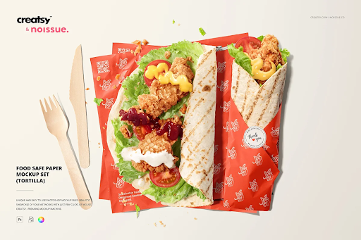 CreativeMarket - Food Safe Paper Mockup (tortilla) 6405424