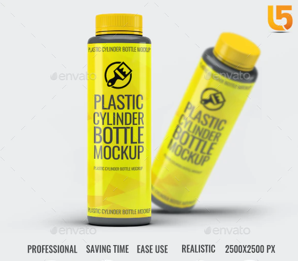 GraphicRiver - Plastic Cylinder Bottle Mock-Up 212480606 1 GraphicRiver - Plastic Cylinder Bottle Mock-Up 212480606
