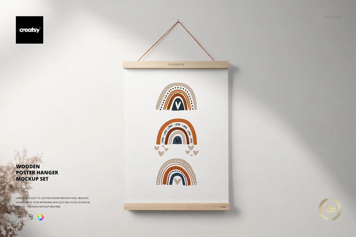 CreativeMarket - Wooden Poster Hanger Mockup Set 6498818 1 CreativeMarket - Wooden Poster Hanger Mockup Set 6498818