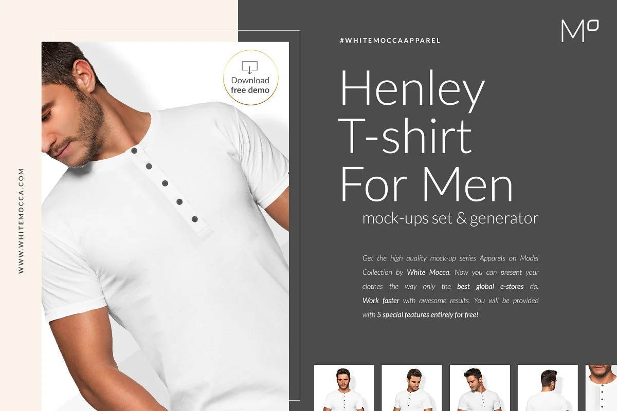 CreativeMarket - Men Henley T-shirt Mockups Free demo 6390082 1 CreativeMarket - Men Henley T-shirt Mockups Free demo 6390082