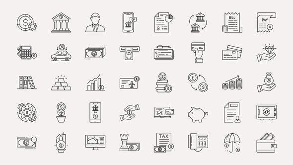 Videohive Banking & Finance Line Icons 34368341 1 Videohive Banking & Finance Line Icons 34368341