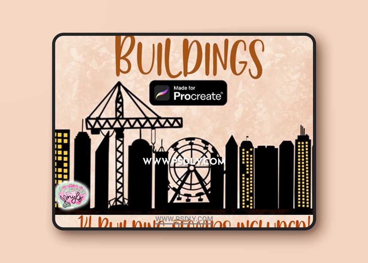 Building Stamps and Window Brushes Pack for Procreate 1 Building Stamps and Window Brushes Pack for Procreate