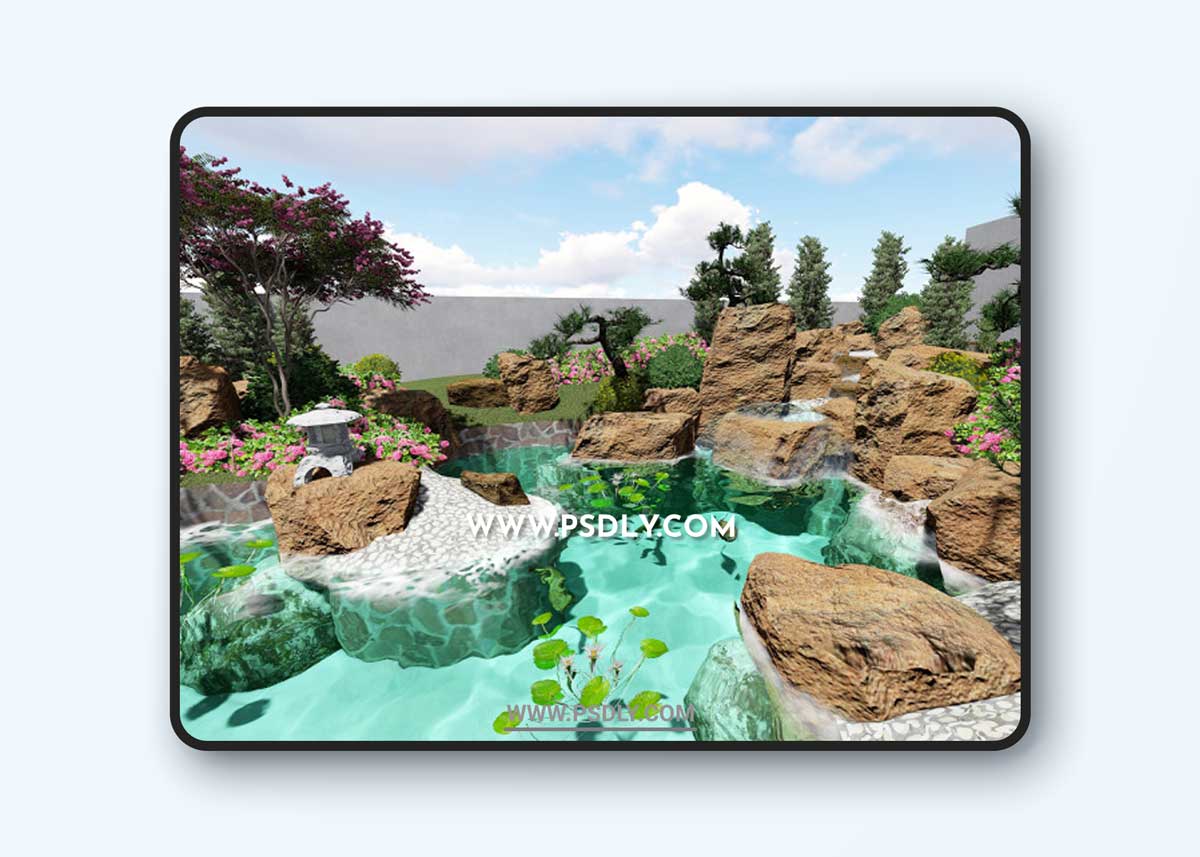 Chinese style beautiful garden model design Model 1 Chinese style beautiful garden model design Model