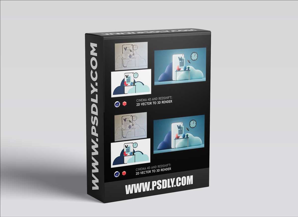 Cinema 4D and Redshift: 2D vector to 3D render 1 Cinema 4D and Redshift: 2D vector to 3D render