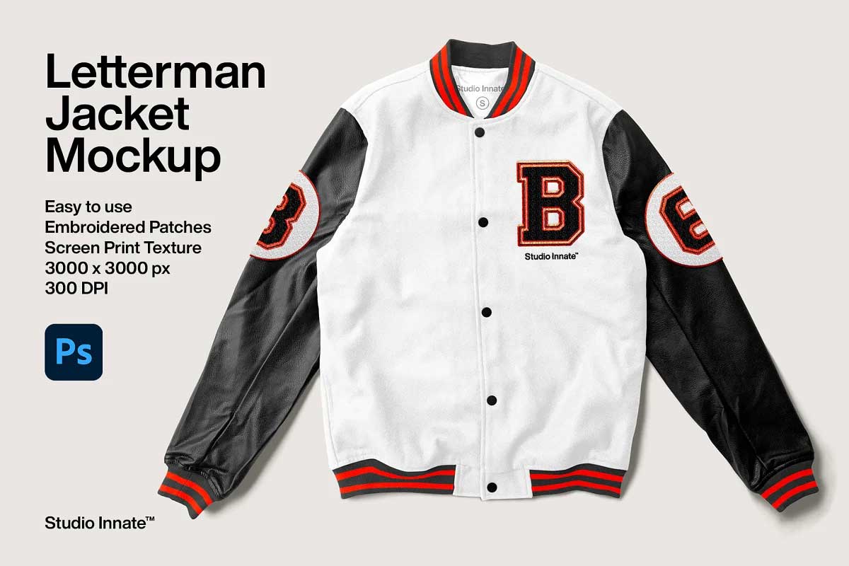 CreativeMarket - Letterman Jacket Mockup 6367030 1 CreativeMarket - Letterman Jacket Mockup 6367030
