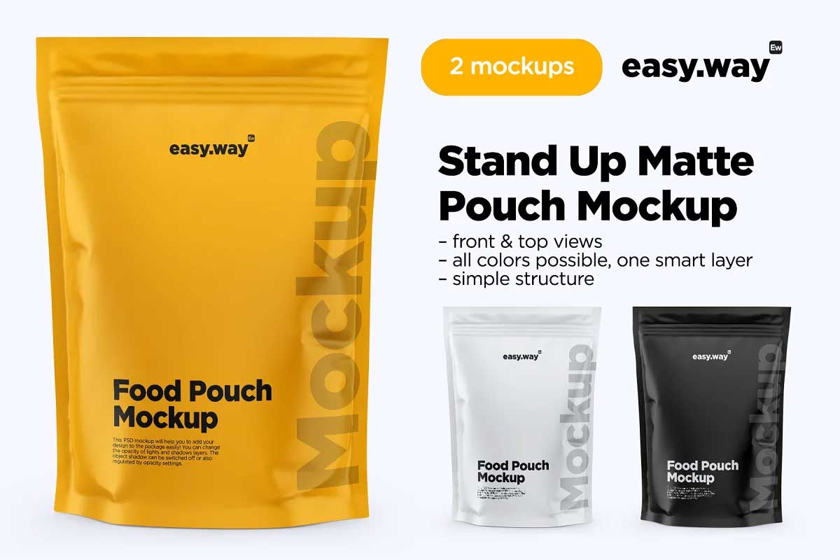 CreativeMarket - Matte Stand Up Pouch PSD Mockups Set 6233236 1 CreativeMarket - Matte Stand Up Pouch PSD Mockups Set 6233236