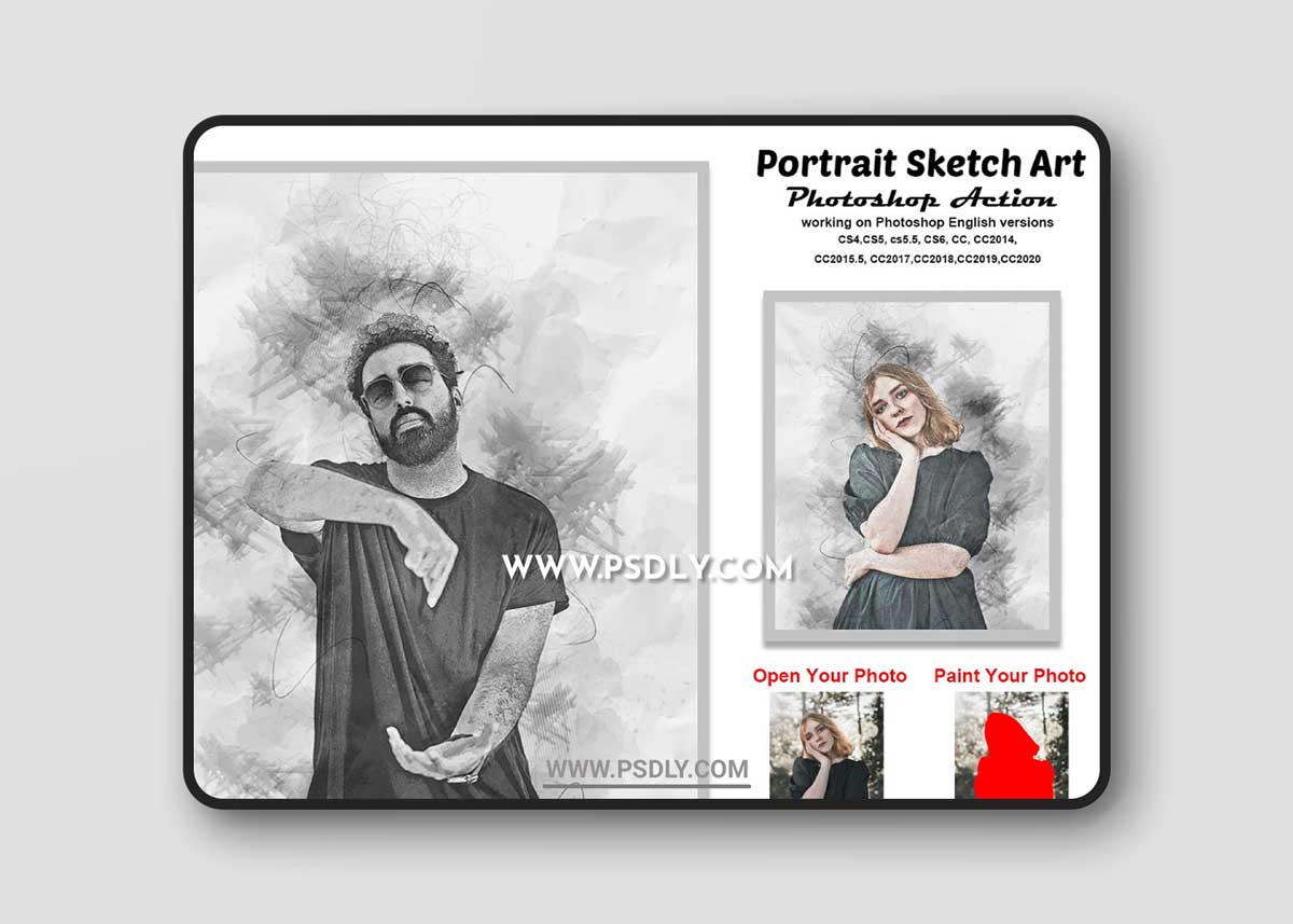 CreativeMarket - Portrait Sketch Art Photoshop Action 5814489 1 CreativeMarket - Portrait Sketch Art Photoshop Action 5814489