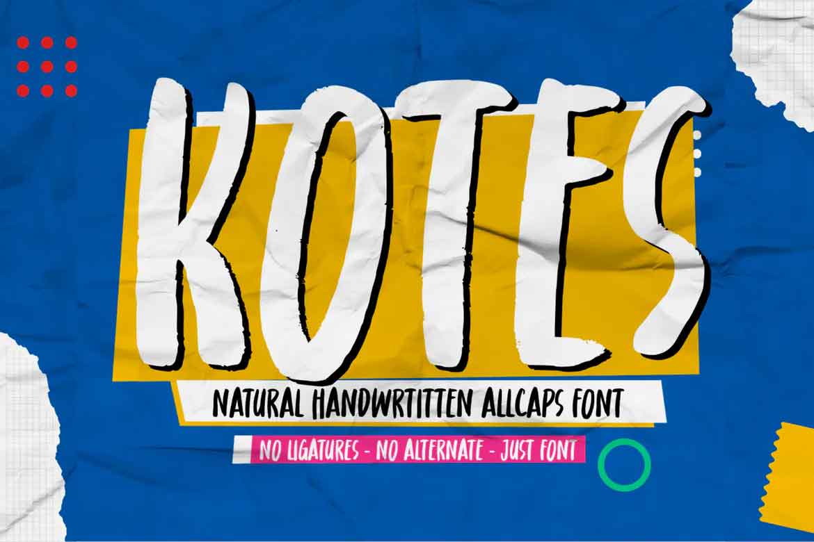 Kotes - Natural Handwritten Allcaps Font 1 Kotes - Natural Handwritten Allcaps Font