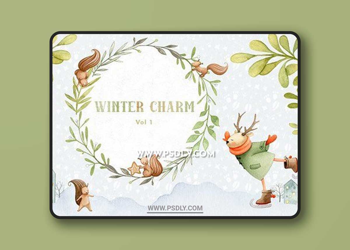 Watercolor Deer - Winter Charm Vol 1 1 Watercolor Deer - Winter Charm Vol 1