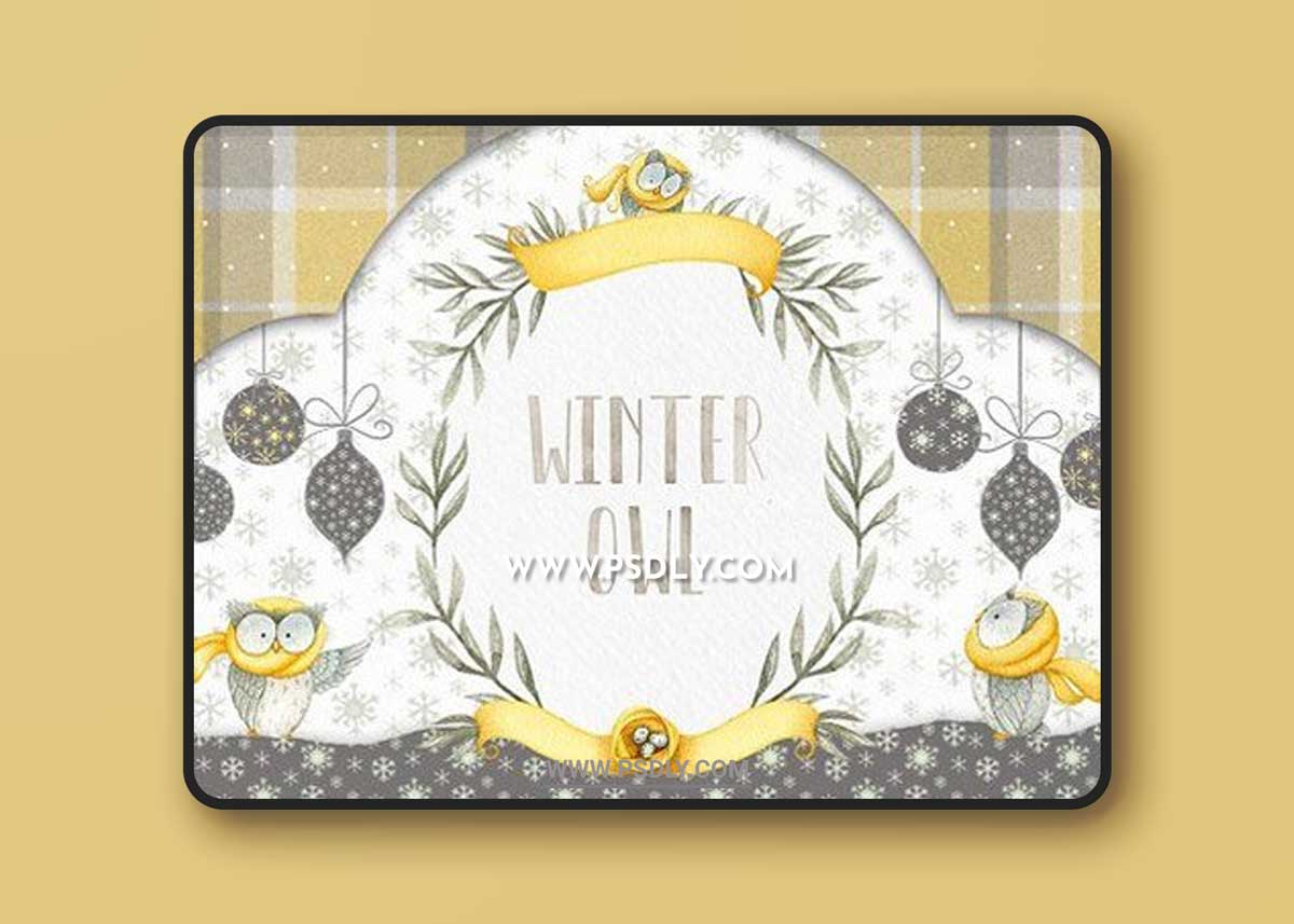 Watercolor Set - Winter Owl 1 Watercolor Set - Winter Owl
