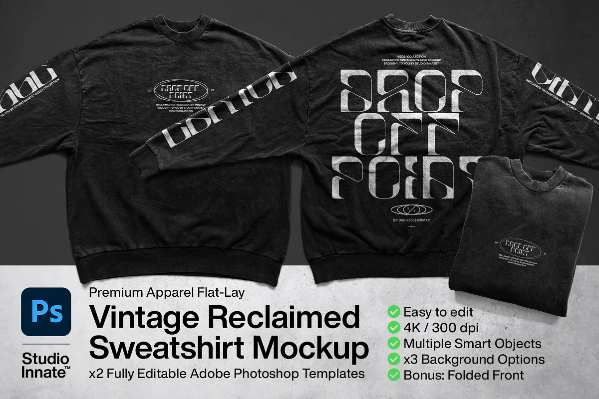 CreativeMarket - Vintage Reclaimed Sweatshirt Mockup 5755542 1 CreativeMarket - Vintage Reclaimed Sweatshirt Mockup 5755542