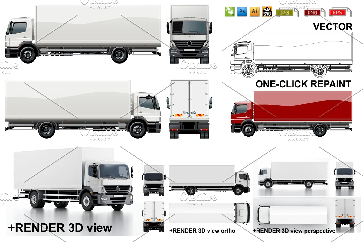 CM - Delivery/cargo truck mockup pack 1084889 1 CM - Delivery/cargo truck mockup pack 1084889