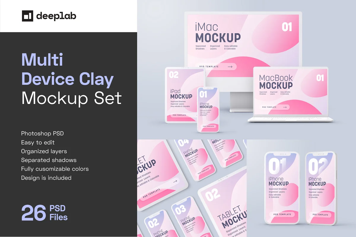 CreativeMarket - Multi Device Clay Mockup Set 6300607 1 CreativeMarket - Multi Device Clay Mockup Set 6300607
