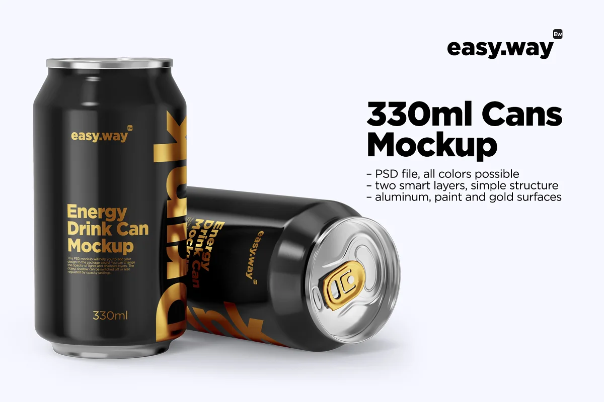 CreativeMarket - 330ml Aluminum Cans PSD Mockup 5740918 1 CreativeMarket - 330ml Aluminum Cans PSD Mockup 5740918
