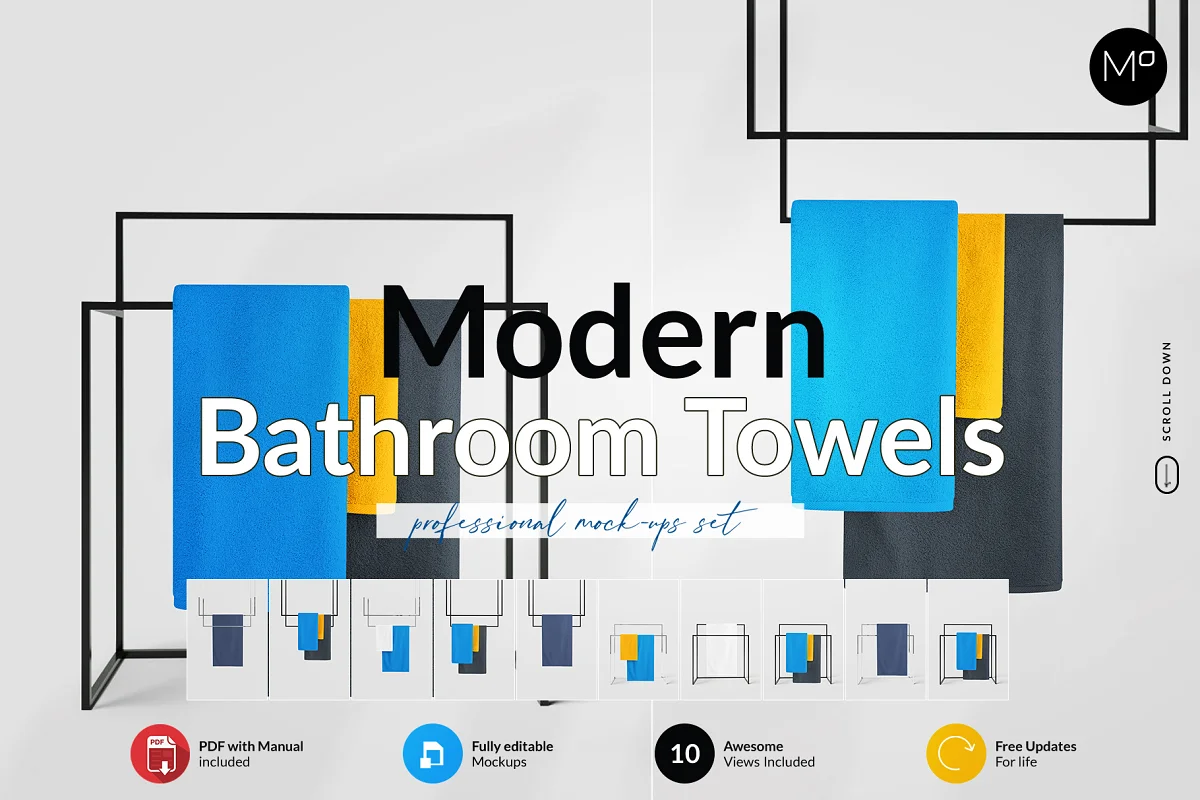 CreativeMarket - Modern Bathroom Towels Mock-ups 6001209 1 CreativeMarket - Modern Bathroom Towels Mock-ups 6001209