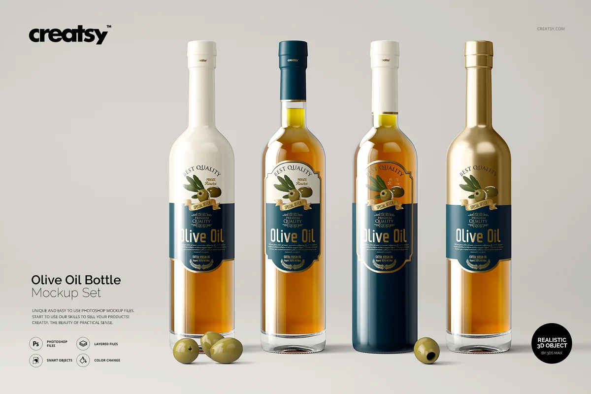 CM - Olive Oil Bottle Mockup Set 1155925 1 CM - Olive Oil Bottle Mockup Set 1155925