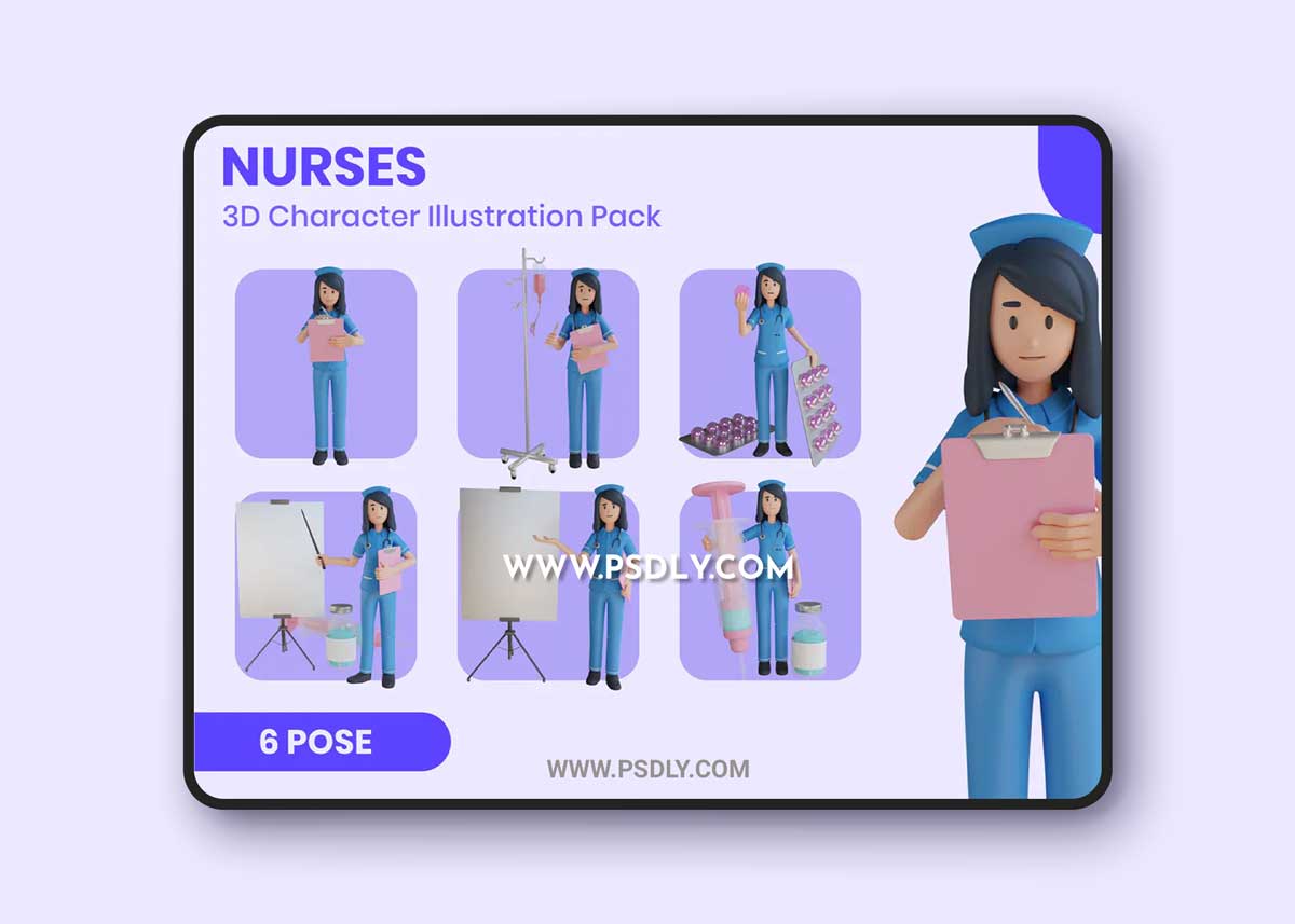 Nurses 3D Character Set 1 Nurses 3D Character Set