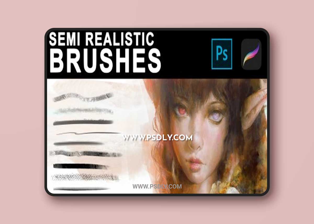 Semi Realistic Brushes (Photoshop and Procreate) 1 Semi Realistic Brushes (Photoshop and Procreate)