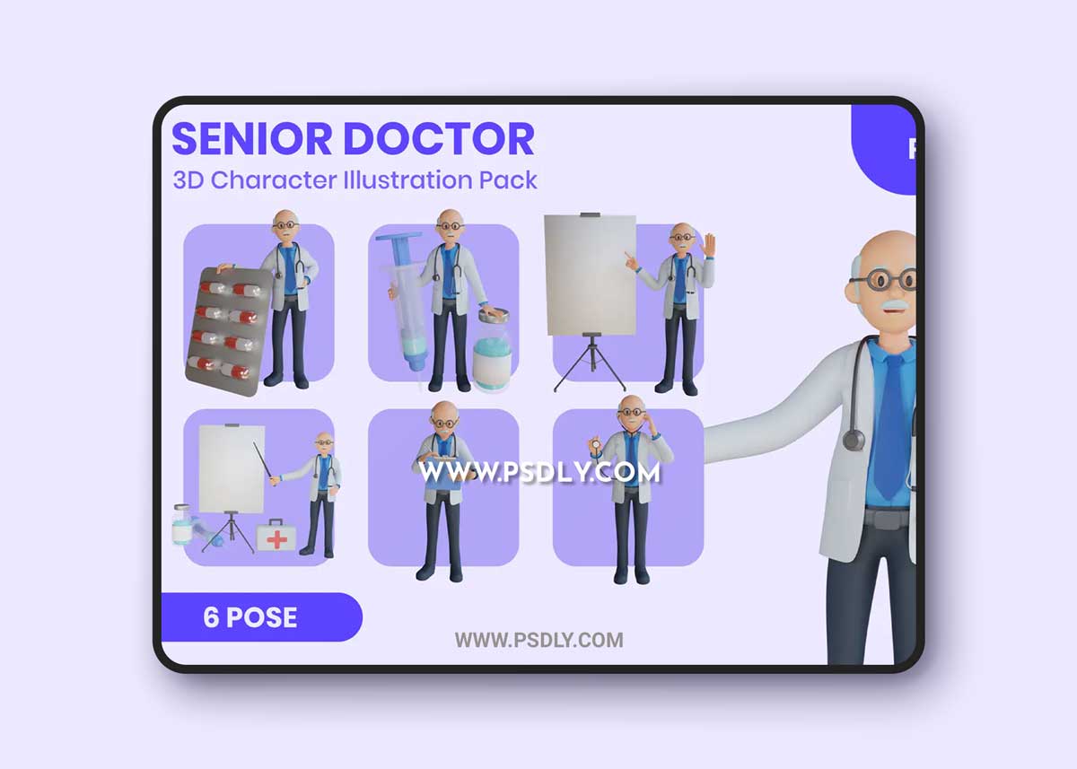 Senior Doctor 3D Mascot Character 1 Senior Doctor 3D Mascot Character