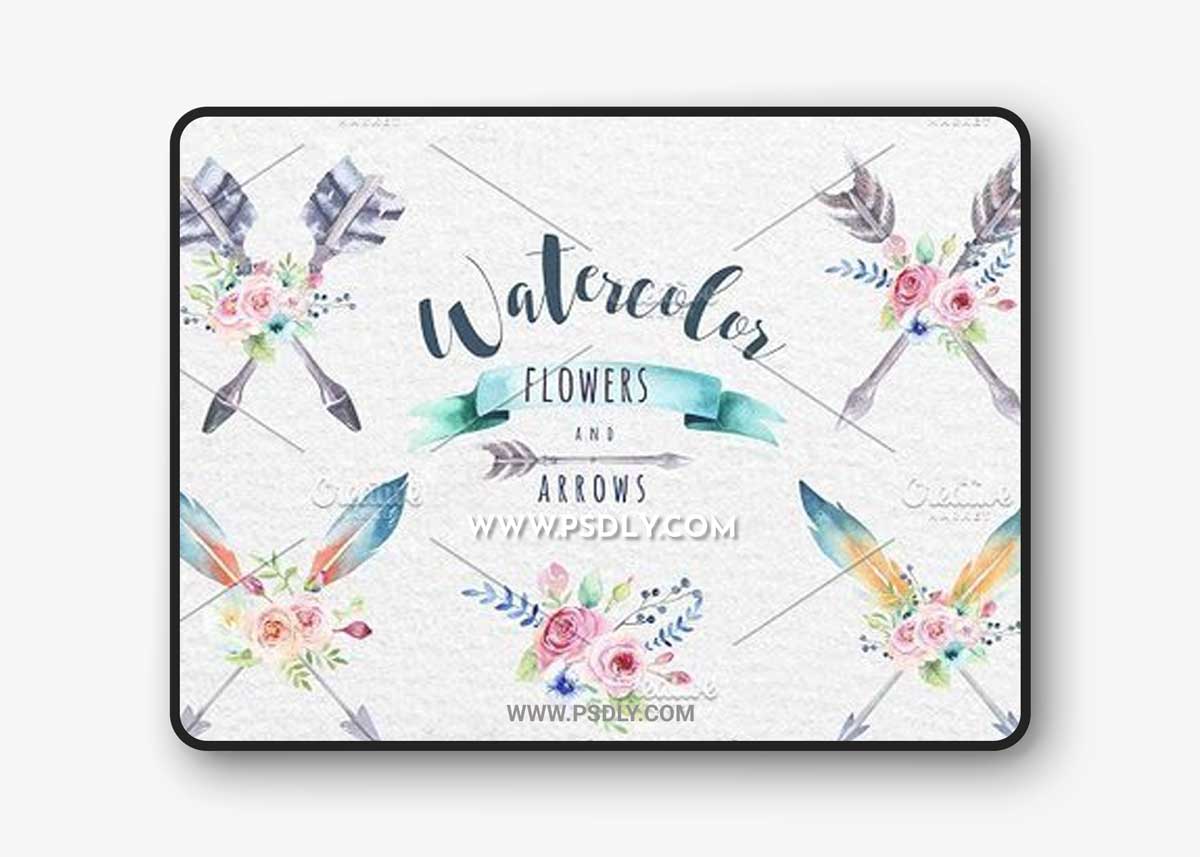 Watercolor boho flowers 1 Watercolor boho flowersWatercolor boho flowers