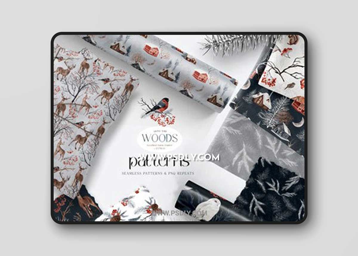 Winter Woodland Seamless Patterns PNG 18948275 1 Winter Woodland Seamless Patterns PNG 18948275