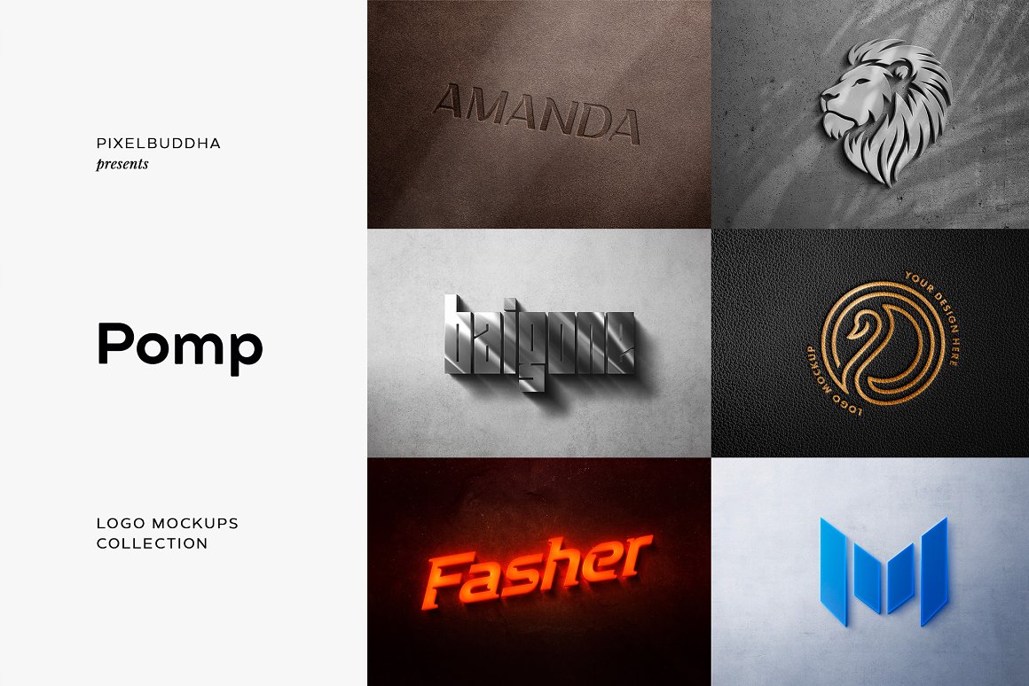 CreativeMarket - Pomp: 30 Logo Mockups 6175011 1 CreativeMarket - Pomp: 30 Logo Mockups 6175011