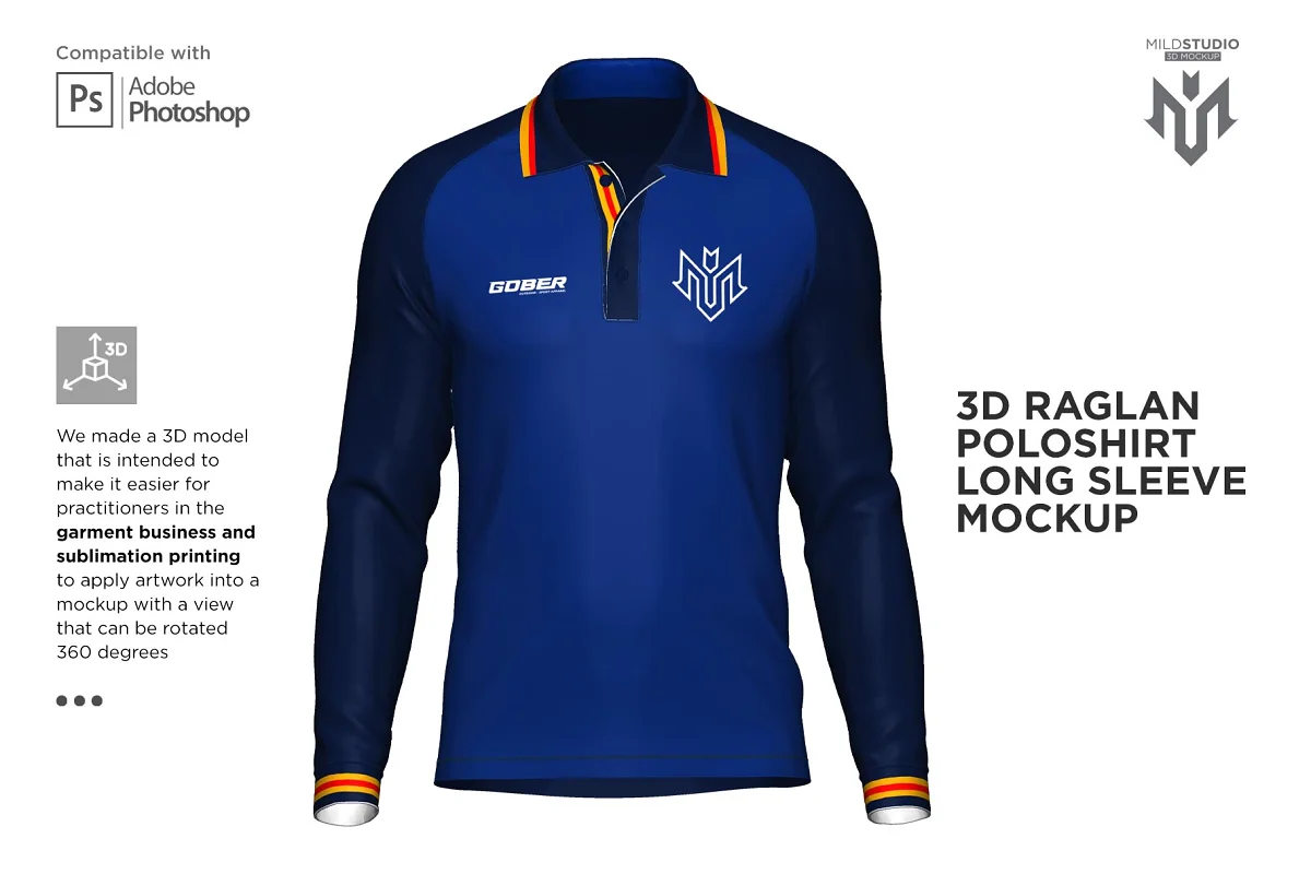CreativeMarket - 3D Raglan Polo shirt Mockup 6453745 1 CreativeMarket - 3D Raglan Polo shirt Mockup 6453745