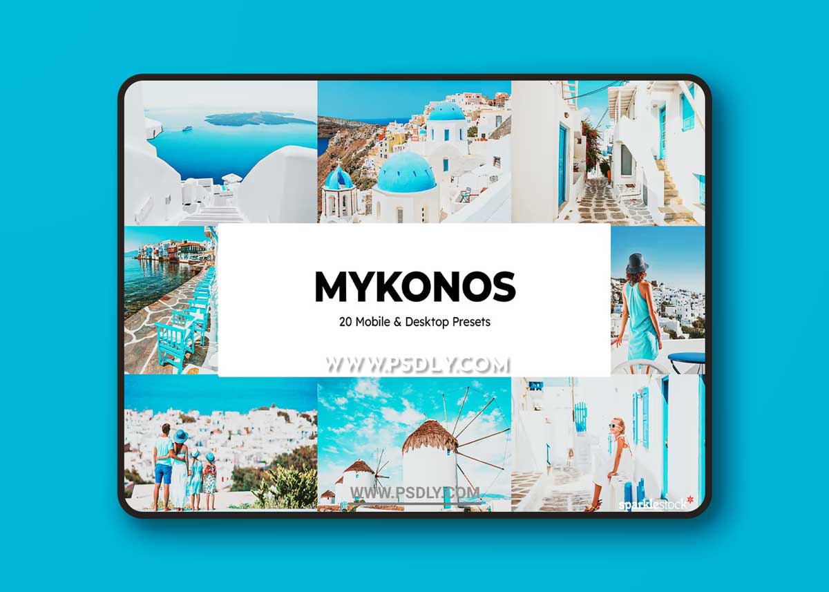 20 Mykonos Lightroom Presets and LUTs DL8B52L 1 20 Mykonos Lightroom Presets and LUTs DL8B52L