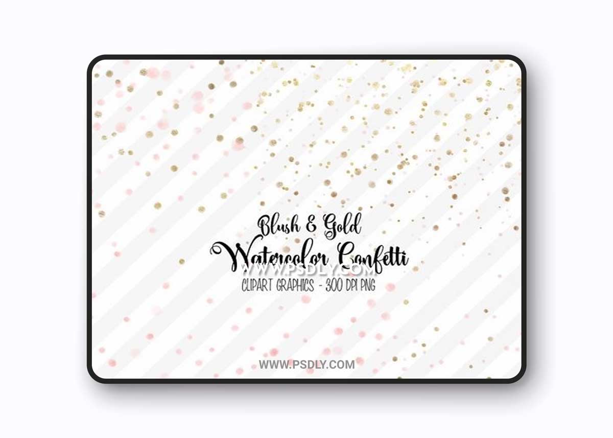 Blush and Gold Watercolor Confetti 1 Blush and Gold Watercolor Confetti