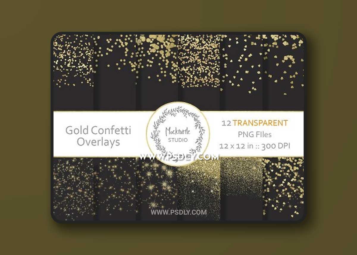 Gold Confetti Digital Overlays 1 Gold Confetti Digital Overlays