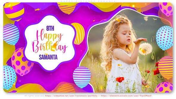 Videohive Happy Birthday Samanta 35175542 1 Videohive Happy Birthday Samanta 35175542