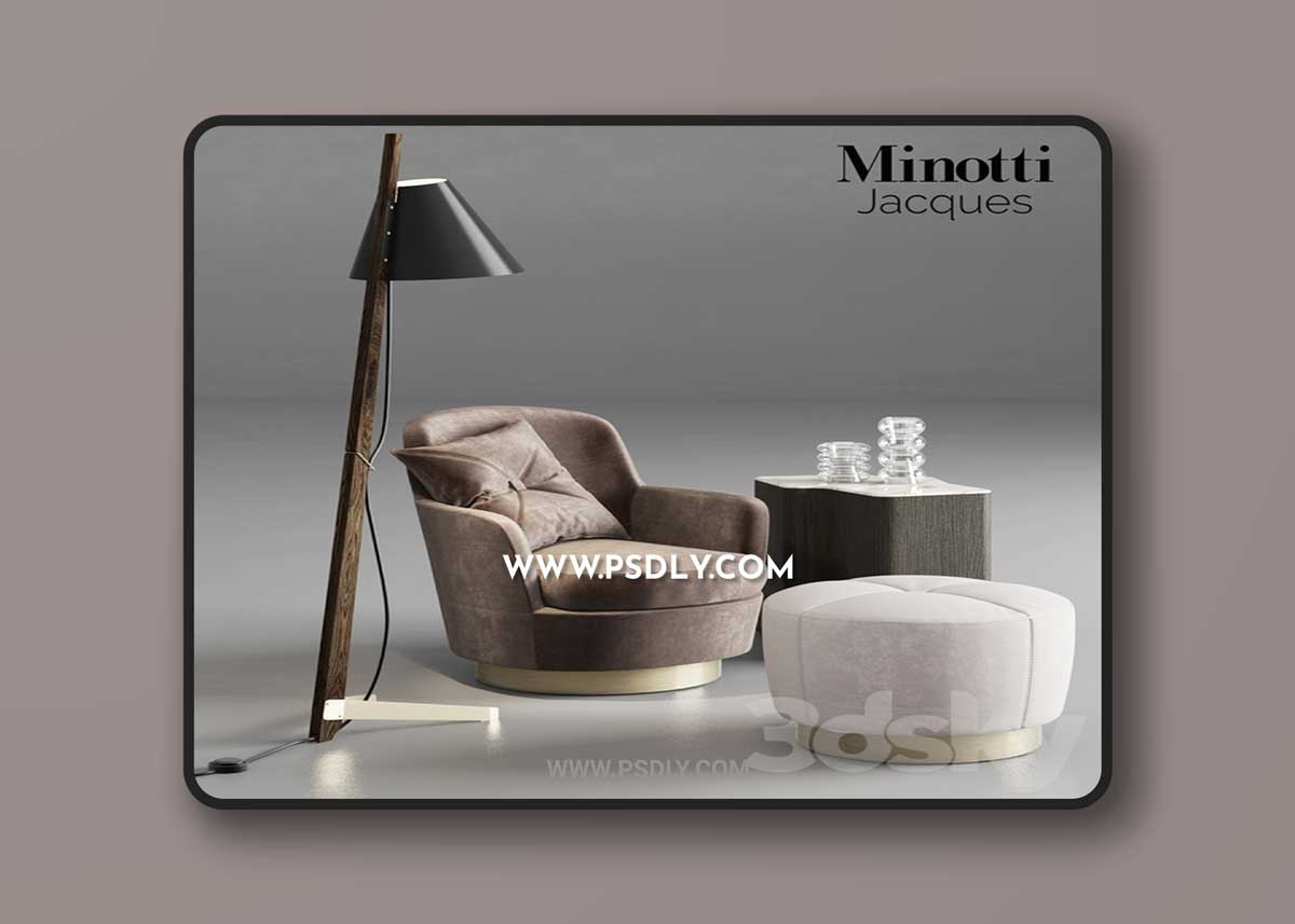 Minotti Jacques Armchair and Pouf 1 Minotti Jacques Armchair and Pouf