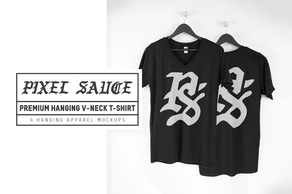 CreativeMarket - Hanging V-Neck T-Shirt Mockups 3432298 1 CreativeMarket - Hanging V-Neck T-Shirt Mockups 3432298