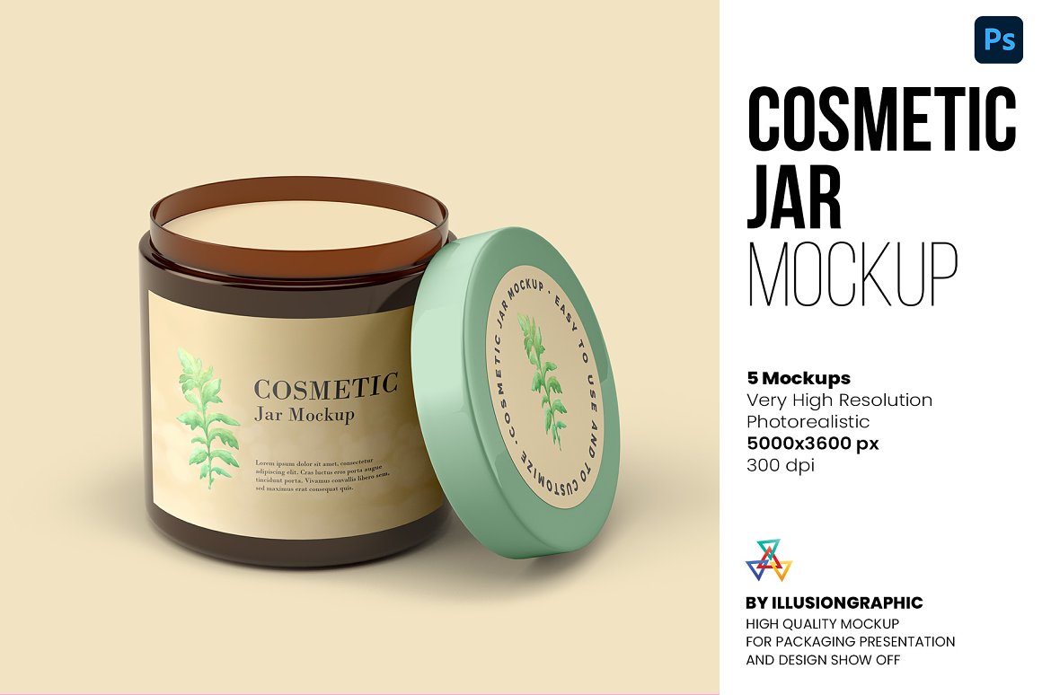 CreativeMarket - Cosmetic Jar Mockup - 5 views 6295368 1 CreativeMarket - Cosmetic Jar Mockup - 5 views 6295368
