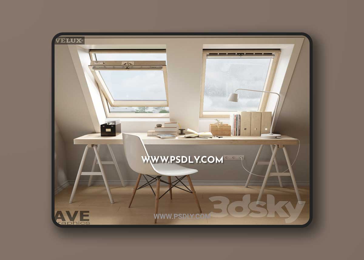 AVE mansard VELUX windows set 3D Model 1 AVE mansard VELUX windows set 3D Model