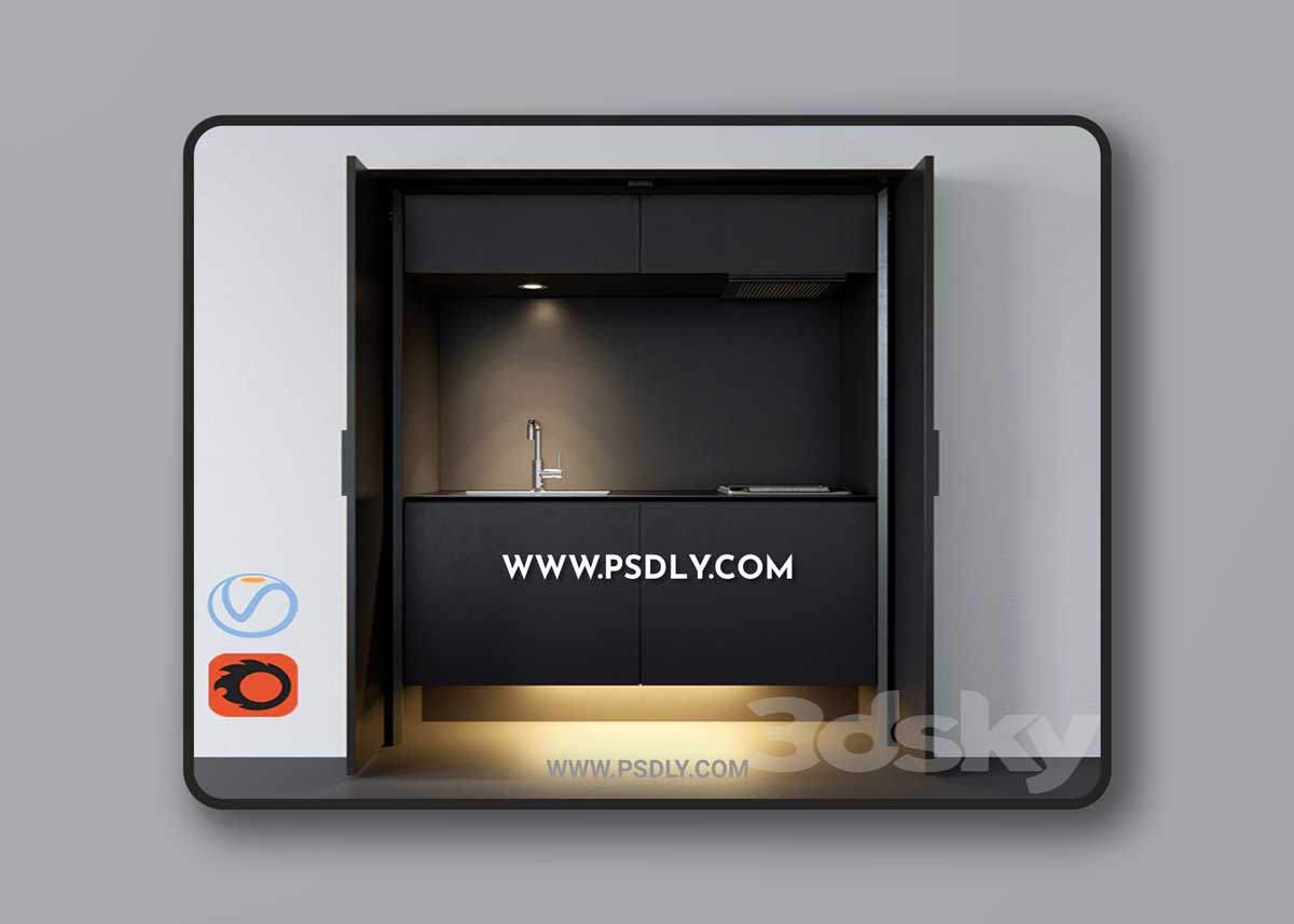 Affilato Hide Kitchen + appliances 3D Model 1 Affilato Hide Kitchen + appliances 3D Model