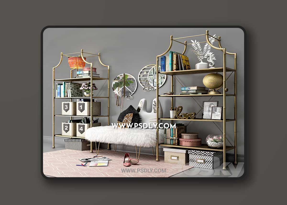 Book shelves PBteen Maison with decor 1 Book shelves PBteen Maison with decor
