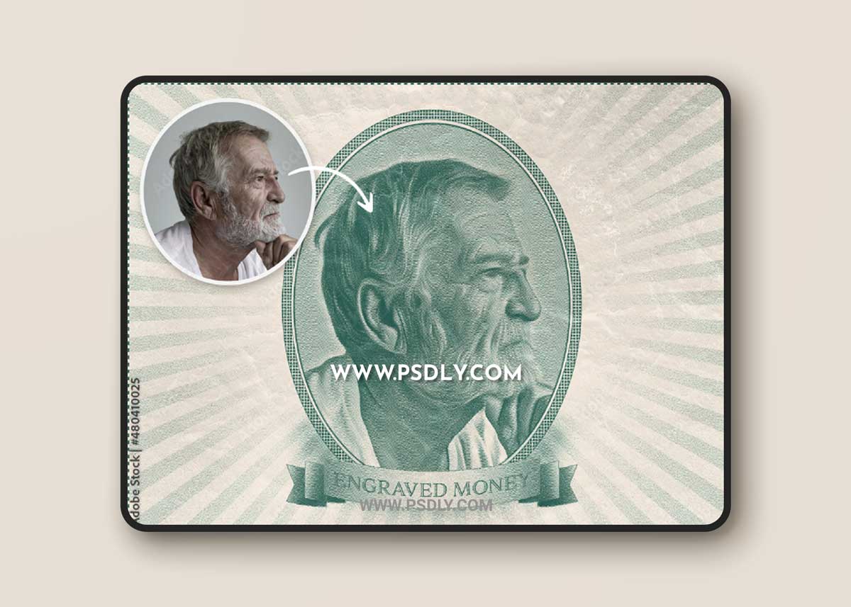 Engraved Bank Note Photo Effect Mockup 480410025 1 Engraved Bank Note Photo Effect Mockup 480410025