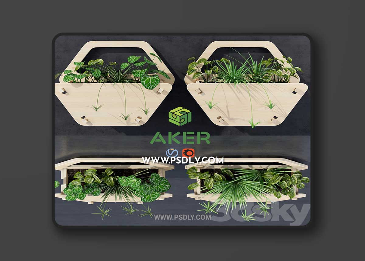 Hexagon wall planter 3D Model 1 Hexagon wall planter 3D Model