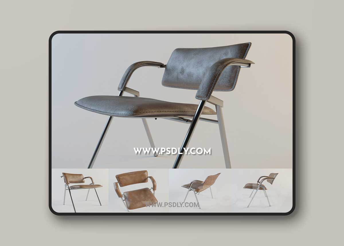 Jacques Dumont Leather and Iron Chair_coroma3 1 Jacques Dumont Leather and Iron Chair_coroma3